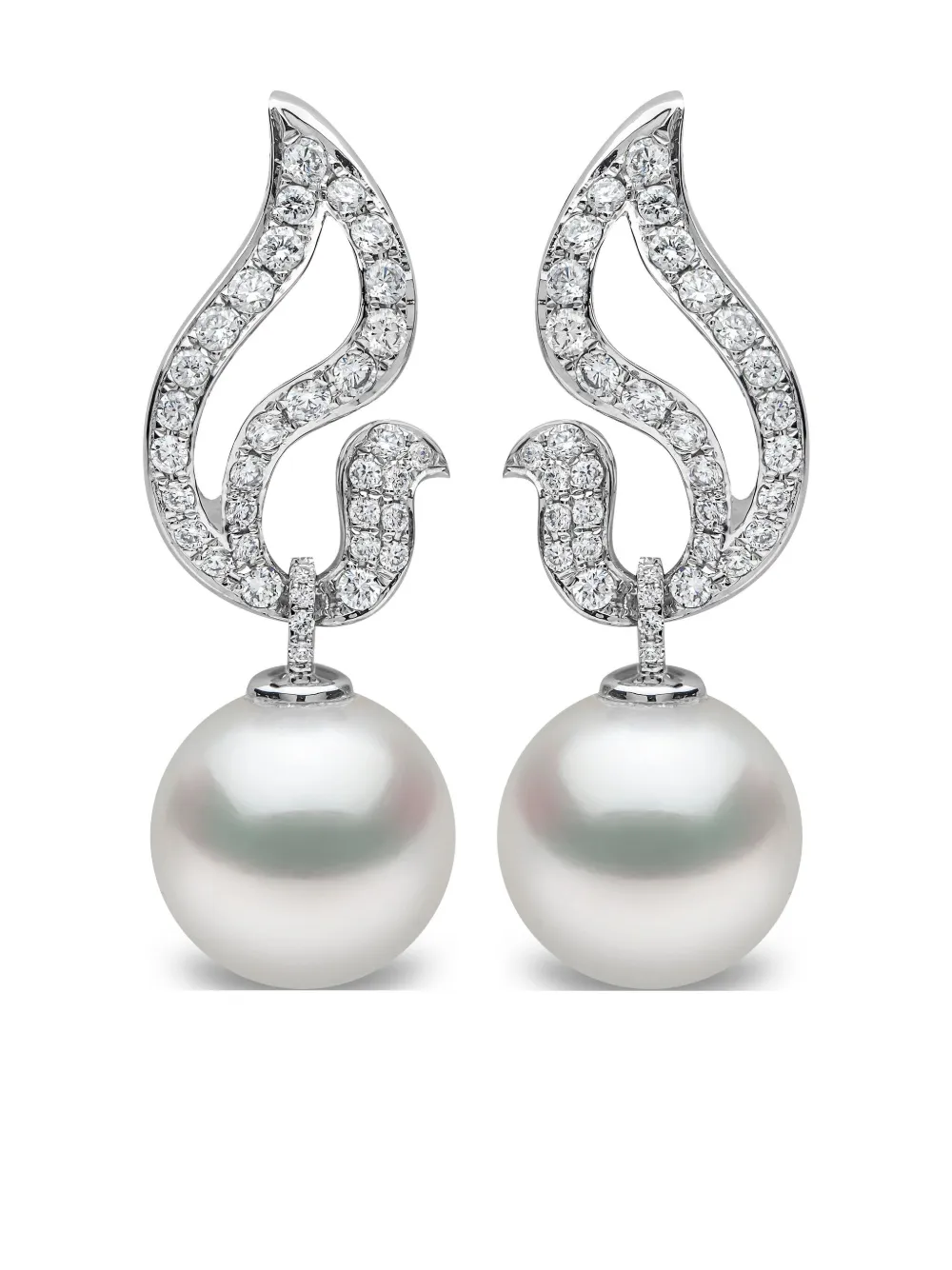 Yoko London Orecchini Duchess pendenti in oro bianco 18 carati con diamanti e perle - Argento