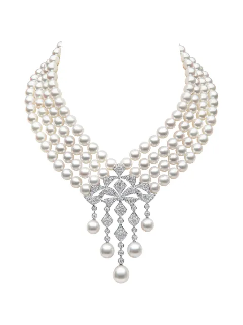 Yoko London 18K white gold pearl and diamond necklace