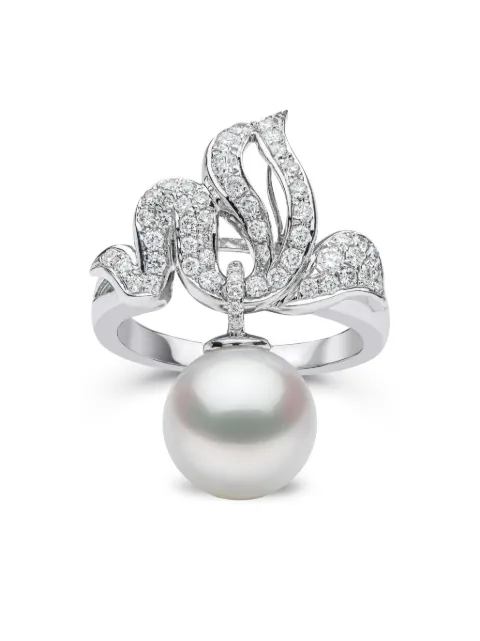 Yoko London 18K white gold Duchess pearl and diamond ring