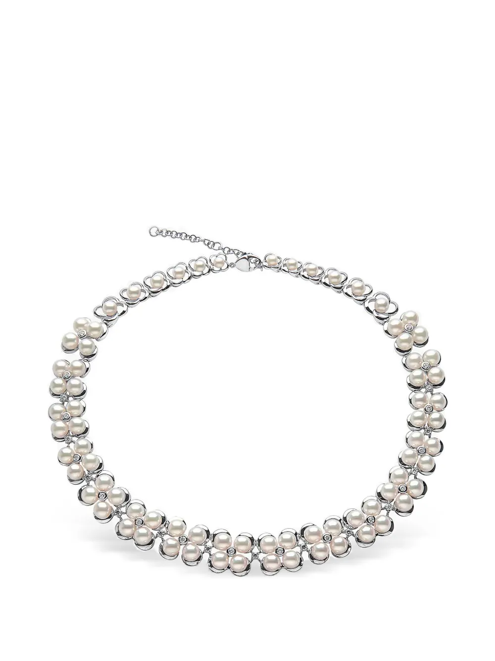 Yoko London 18K white gold Raindrop Akoya-pearl and diamond necklace - Argento