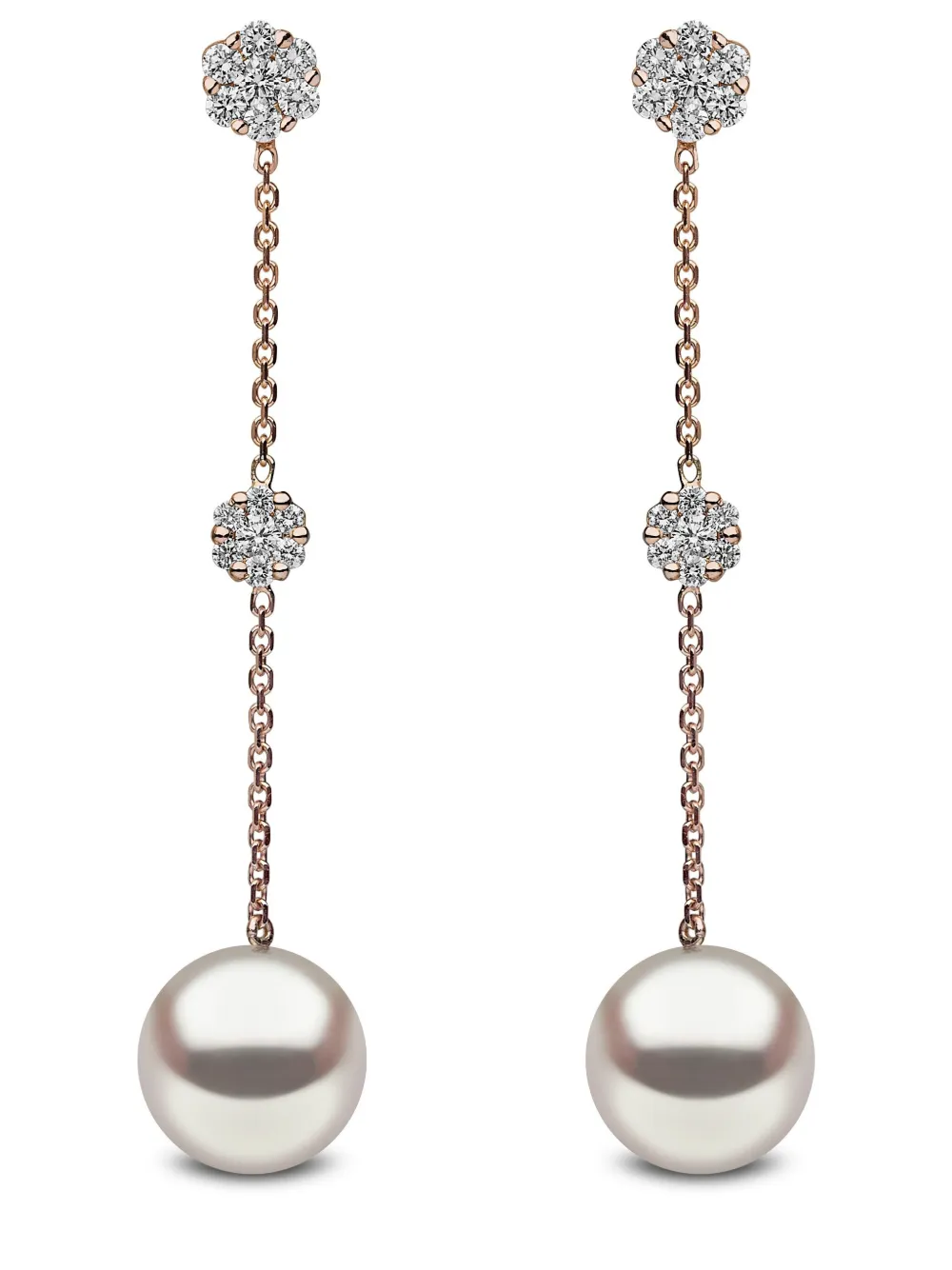 Yoko London 18k Rose Gold Freshwater-pearl And Diamond Earrings In Pink