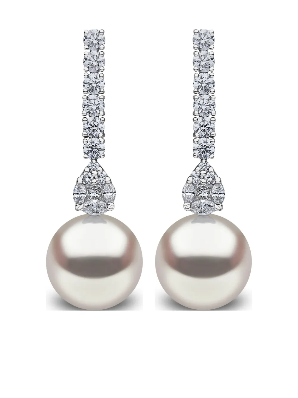Yoko London サウスシーパール&ダイヤモンド ピアス 18Kホワイトゴールド - シルバートーン Yoko London サウスシーパール&ダイヤモンド ピアス 18Kホワイトゴールド - シルバートーン