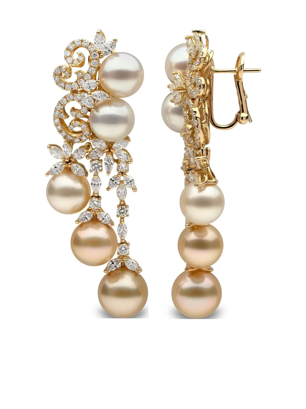 Yoko London 18kt yellow gold Ombré South Sea-pearl and diamond earrings | Image 2