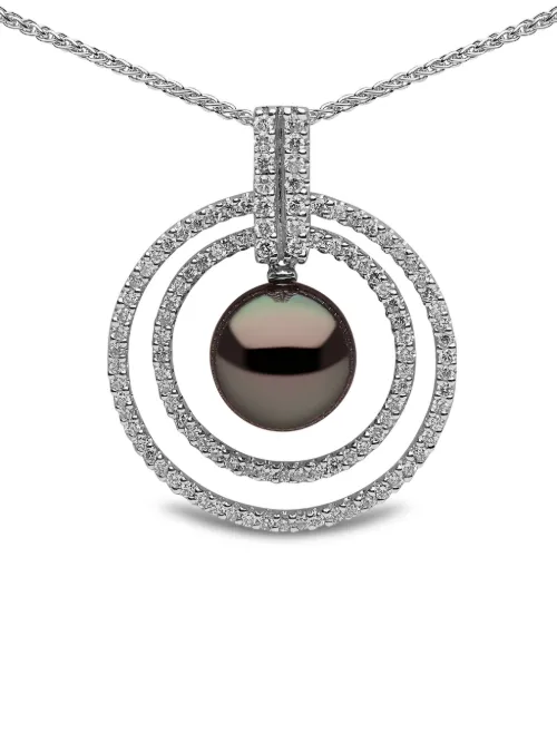 Pendentif en or blanc 18ct serti de diamants et de perles d'eau douce - Yoko London - Modalova