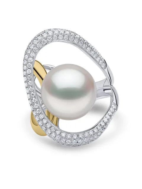 Yoko London 18K white gold Duchess pearl and diamond ring