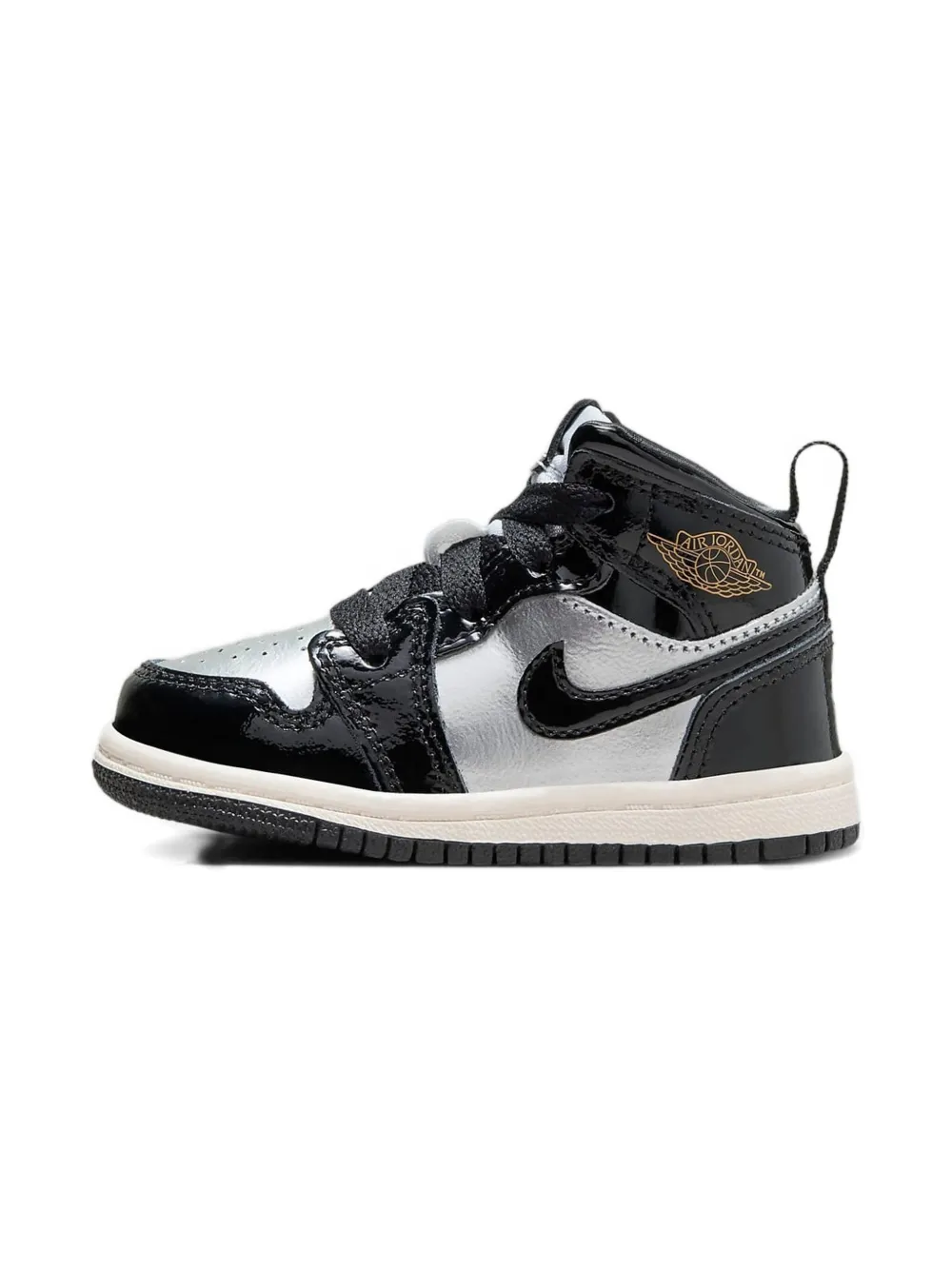 Jordan Kids Jordan 1 Mid SE "Black Metallic Silver Sail Metallic Gold" sneakers