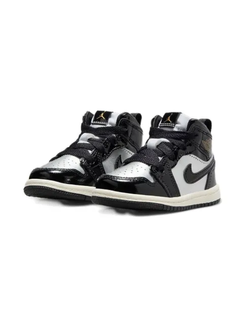 Jordan Kids Jordan 1 Mid SE "Black/Metallic Silver/Sail/Metallic Gold" sneakers