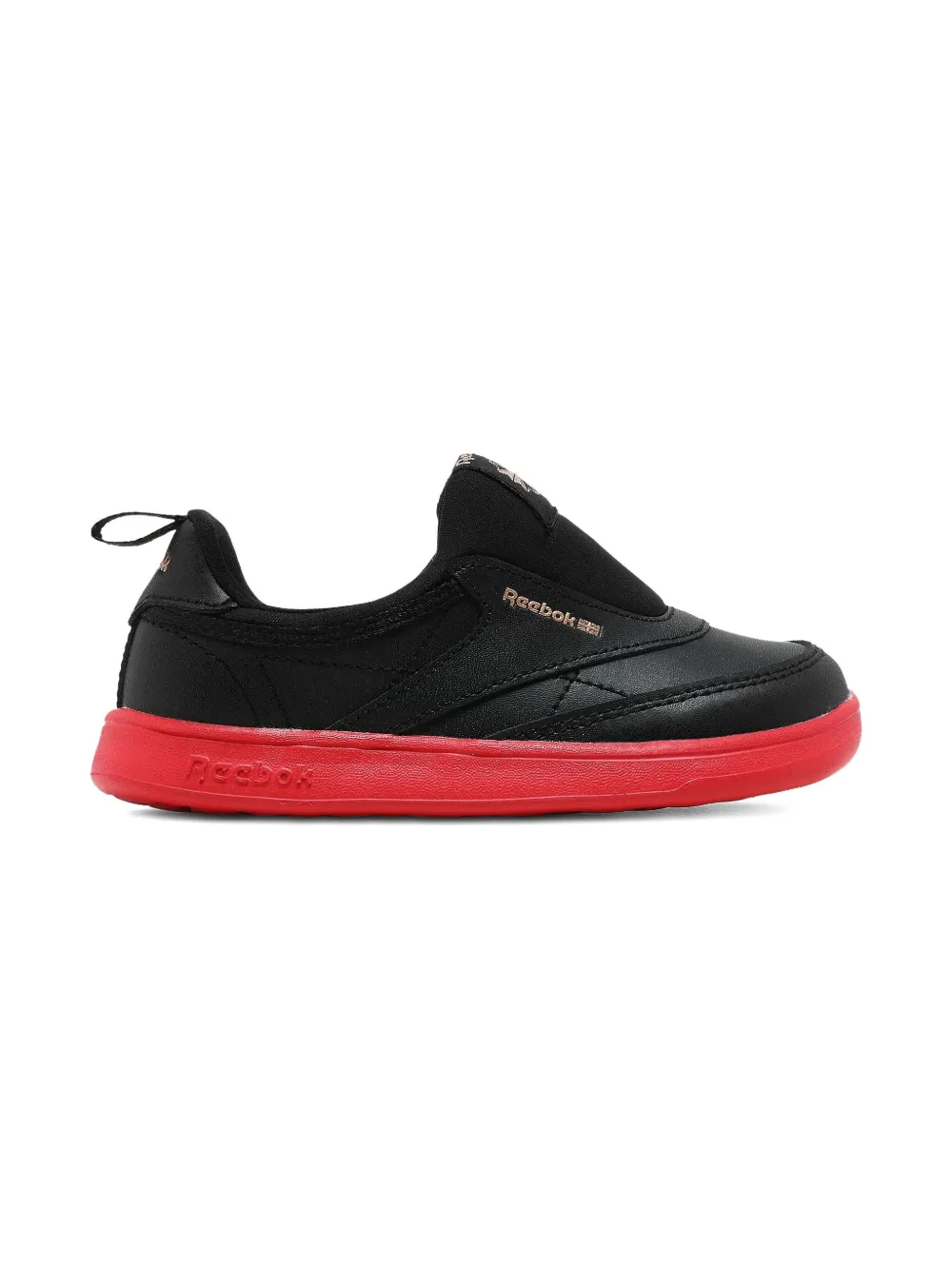 Reebok Kids Club C slip-on red sneakers Black