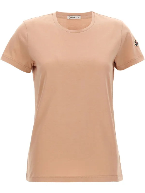 Moncler Logo Patch Cotton Jersey T-shirt in Pink