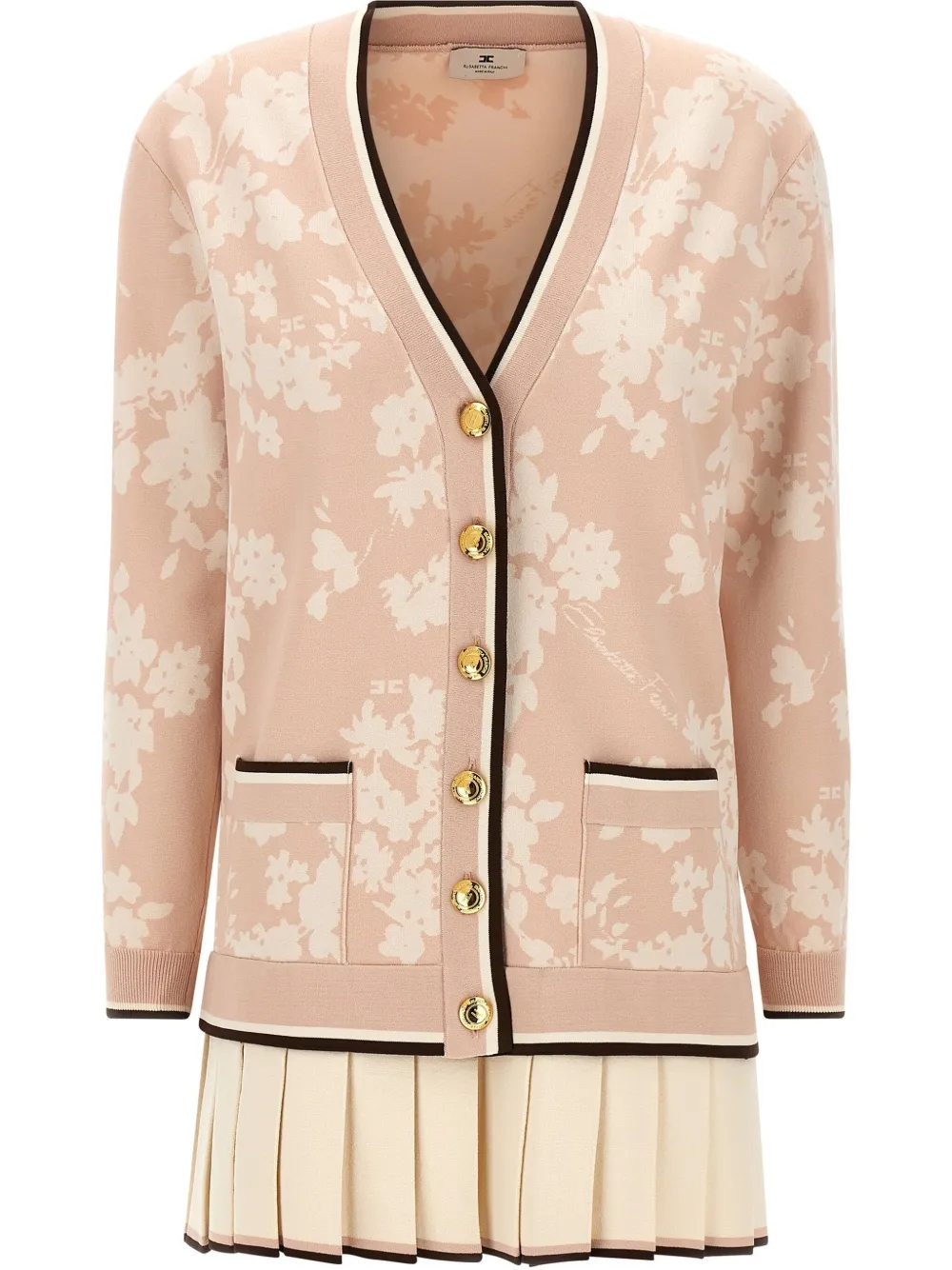 Elisabetta Franchi Vestjurk met bloemen intarsia Roze