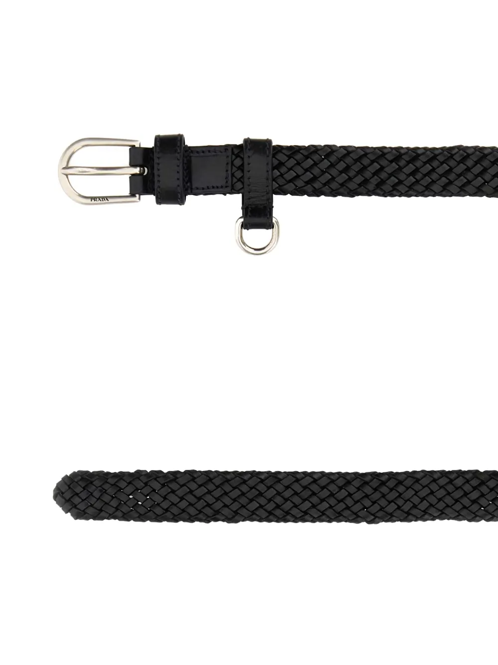 Prada Geweven leren riem Zwart