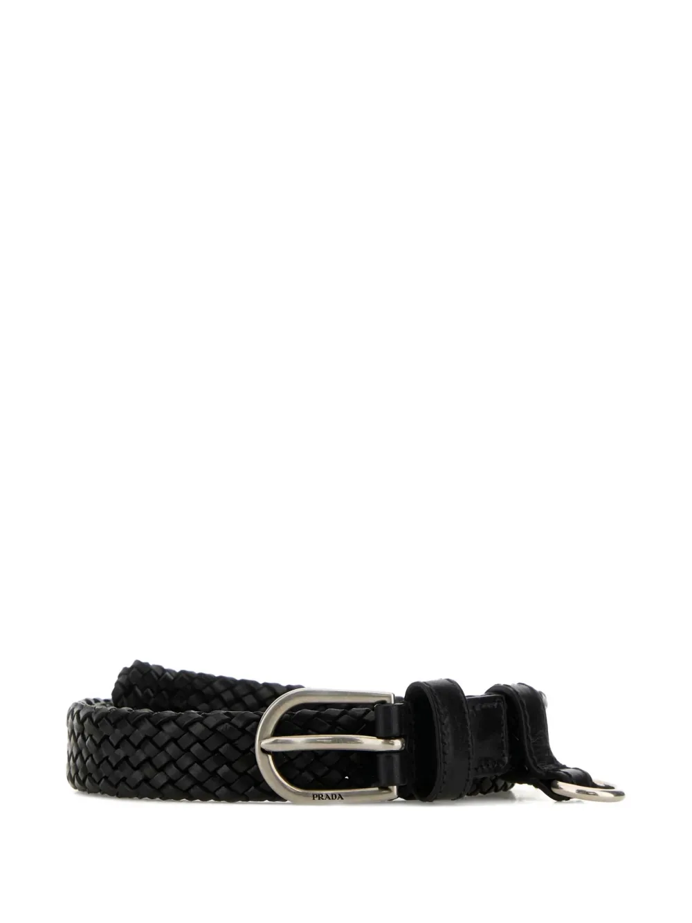 Prada Geweven leren riem Zwart
