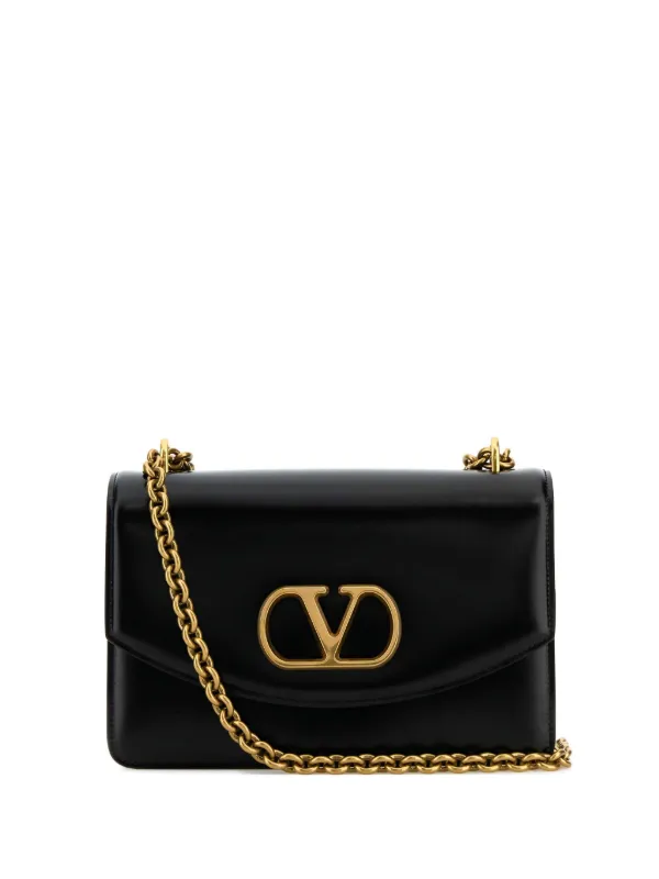ショルダーバッグ・ポシェット VALENTINO GARAVANI VAIN SHOULDER BAG IN SHINY LEATHER Black Valentino Garavani Vain ショルダーバッグ | ブラック