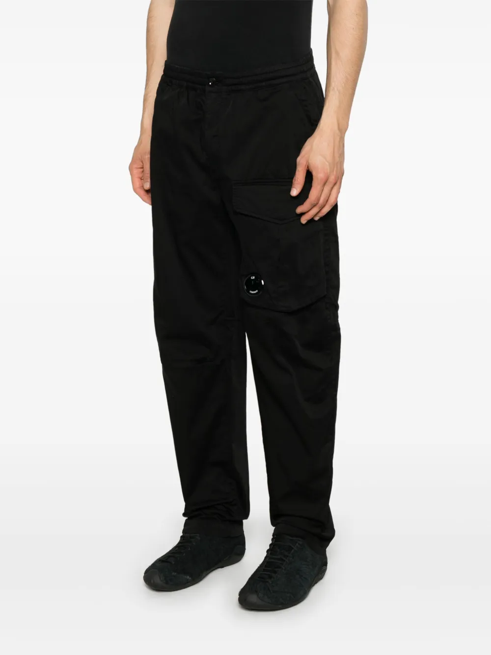 Shop C.p. Company Lens-detail Trousers In Black