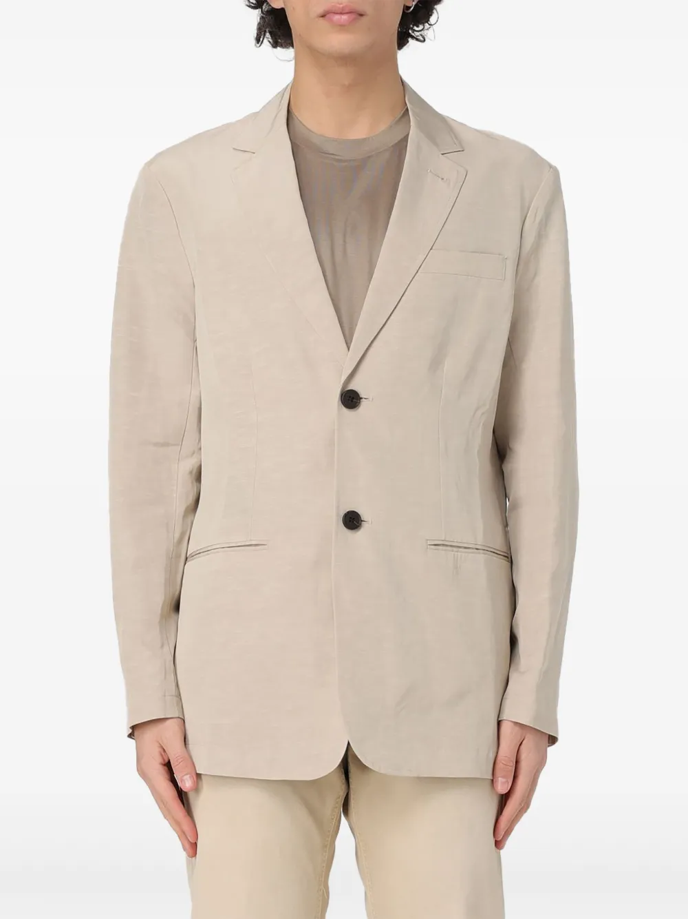 Emporio Armani Blazer met slub-textuur Beige