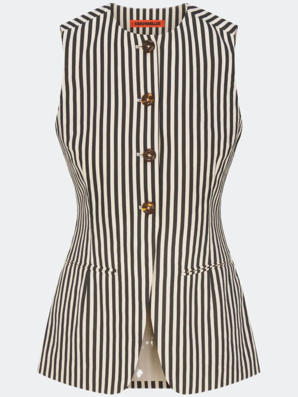 Simon Miller Del Mar Linen Vest In Stripe In Black