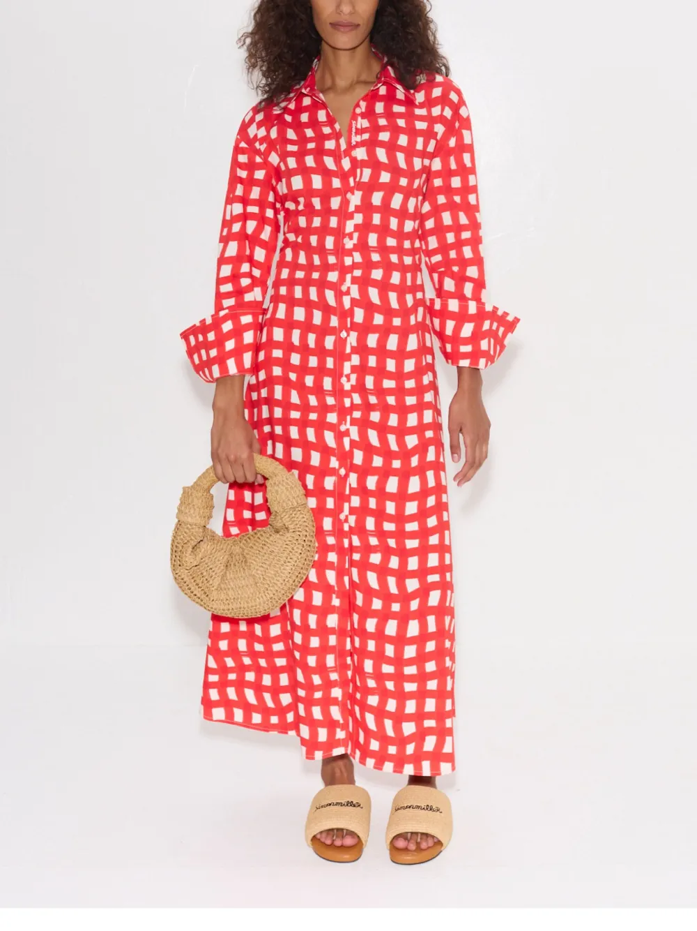 Simon Miller gingham midi dress - Rood