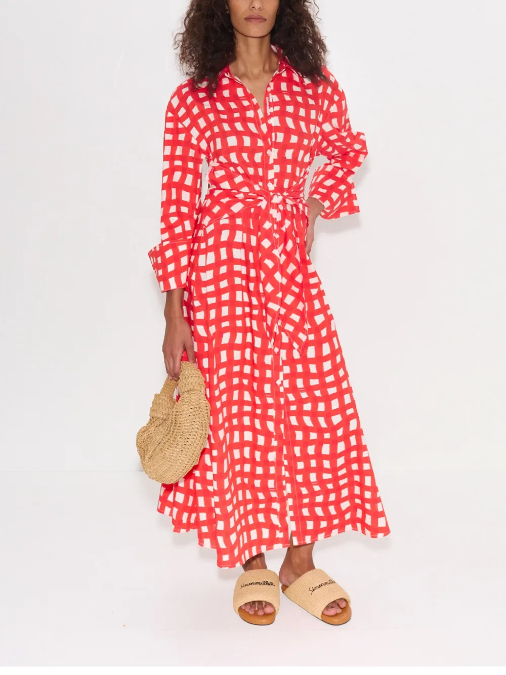 SIMON MILLER GINGHAM MIDI DRESS