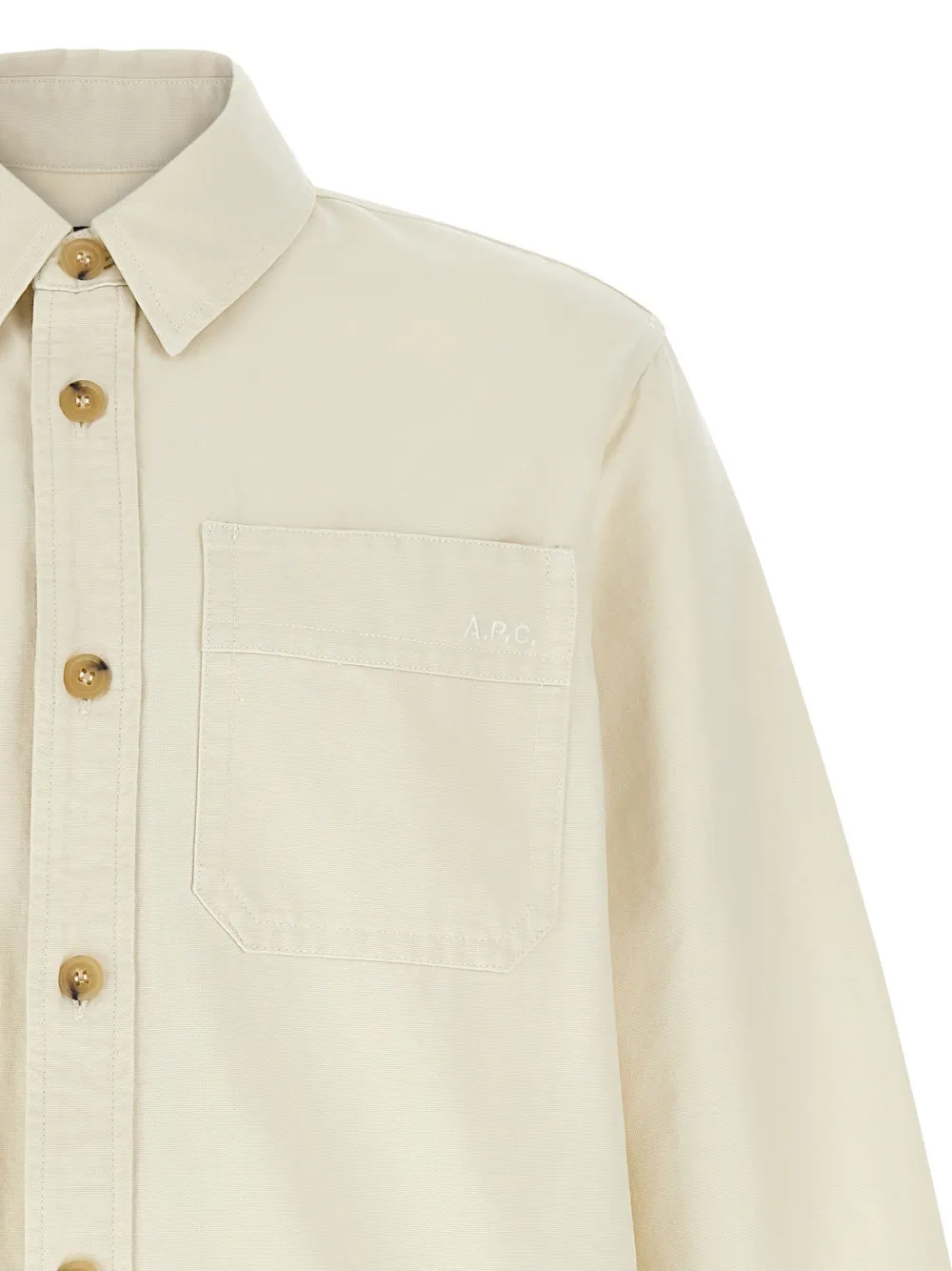 A.P.C. Overhemd met geborduurd logo Beige