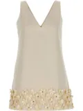 Self-Portrait sequin-embellished crepe mini dress - Neutrals