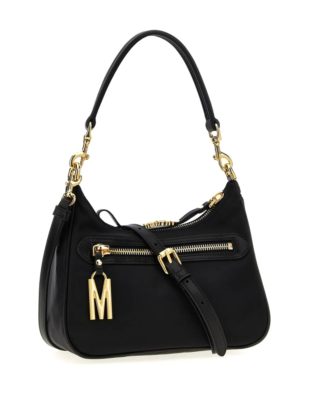 Moschino logo plaque shoulder bag - Zwart