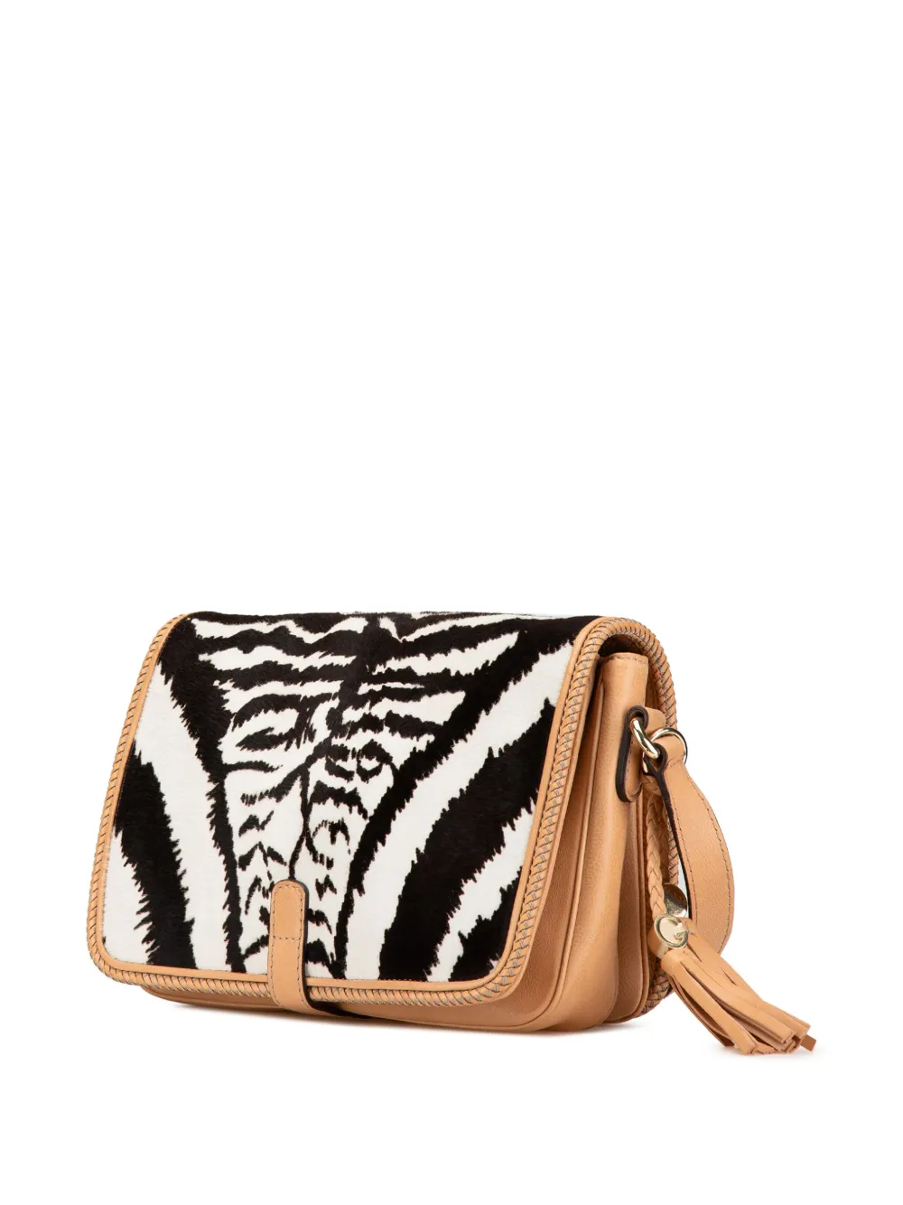 Gucci Pre-Owned 2000-2015 Pony Hair and Leather Zebra Print Marrakech crossbody bag - Zwart