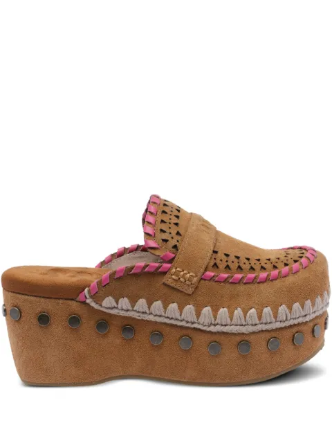 Mou 65mm embroidered clogs