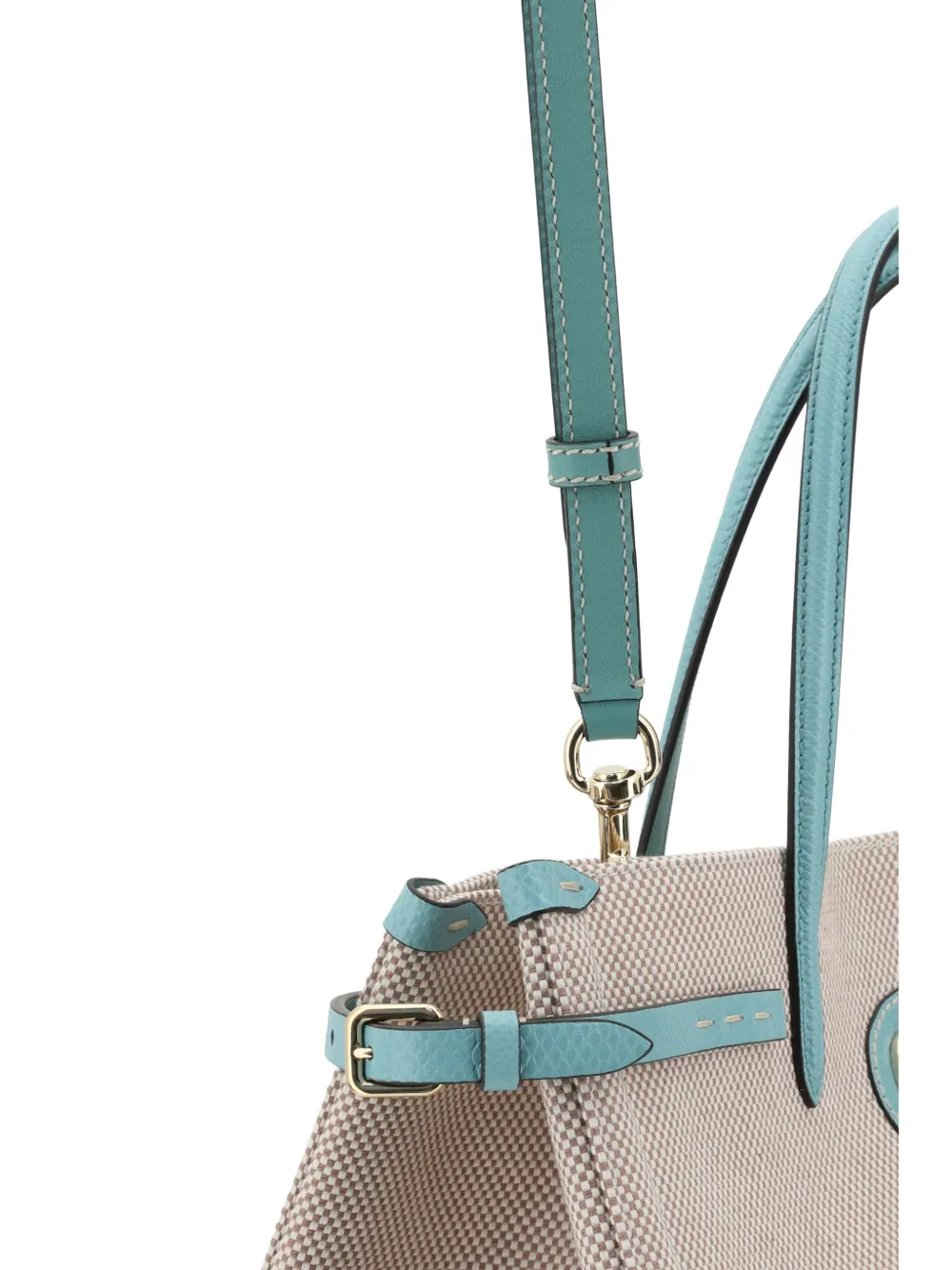 Shop Valentino Two-tone Canvas Antibes Shopping Bag In Nude