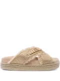 Mou fringed cross-strap sandals - Neutrals