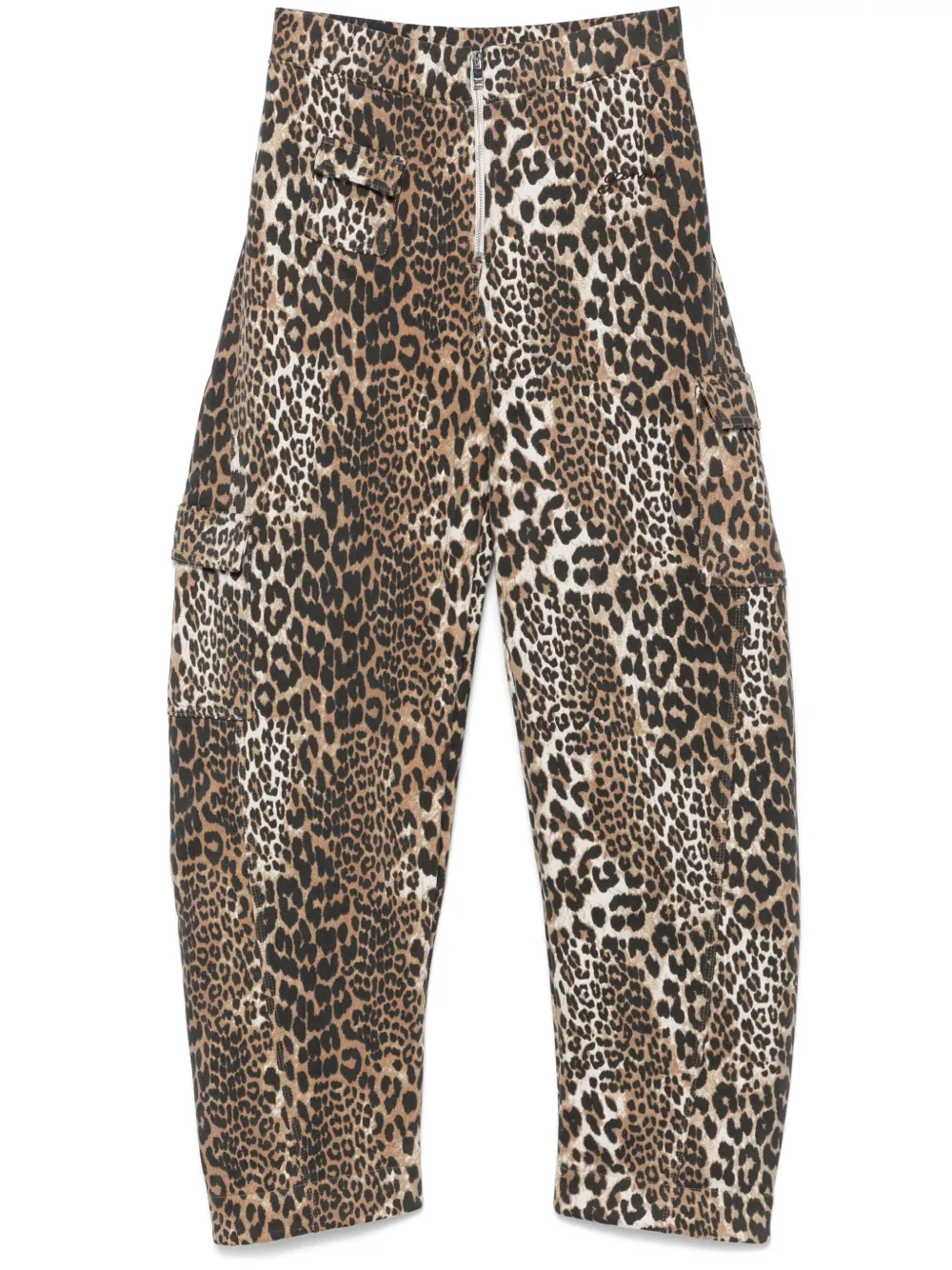 GANNI Broek met luipaardprint Bruin