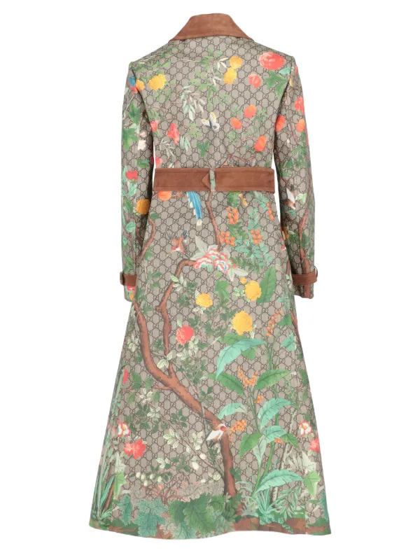 Gucci Floral-motif Women Trench Coat - Neutrals