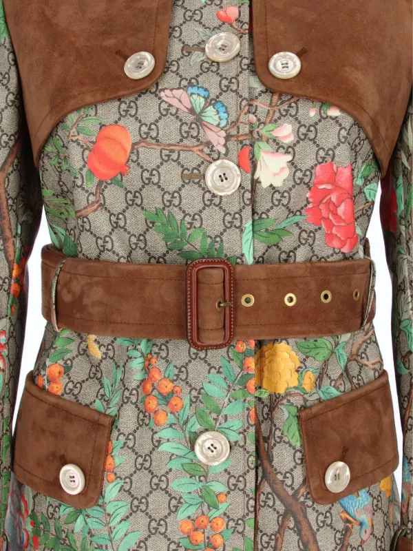 Gucci Pre-Owned 2016 floral-motif Trench Coat Neutrals FARFETCH GR - Main Image