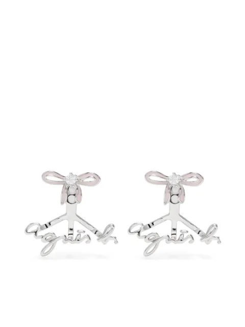 agnès b.  "wrapped in love" bow front-back earrings