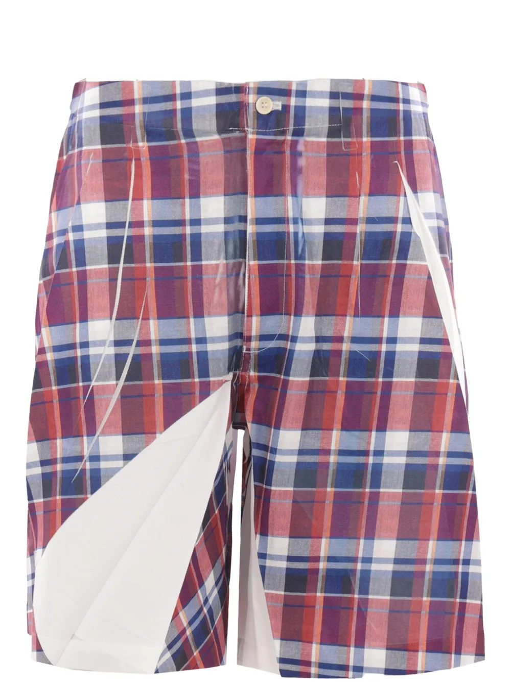 Comme Des Garçons Shirt Checked Twill Shorts In Red