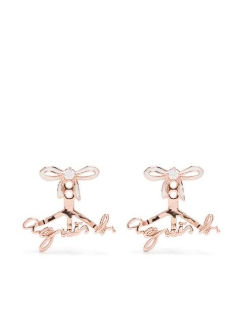 agnès b.  "wrapped in love" bow front-back earrings
