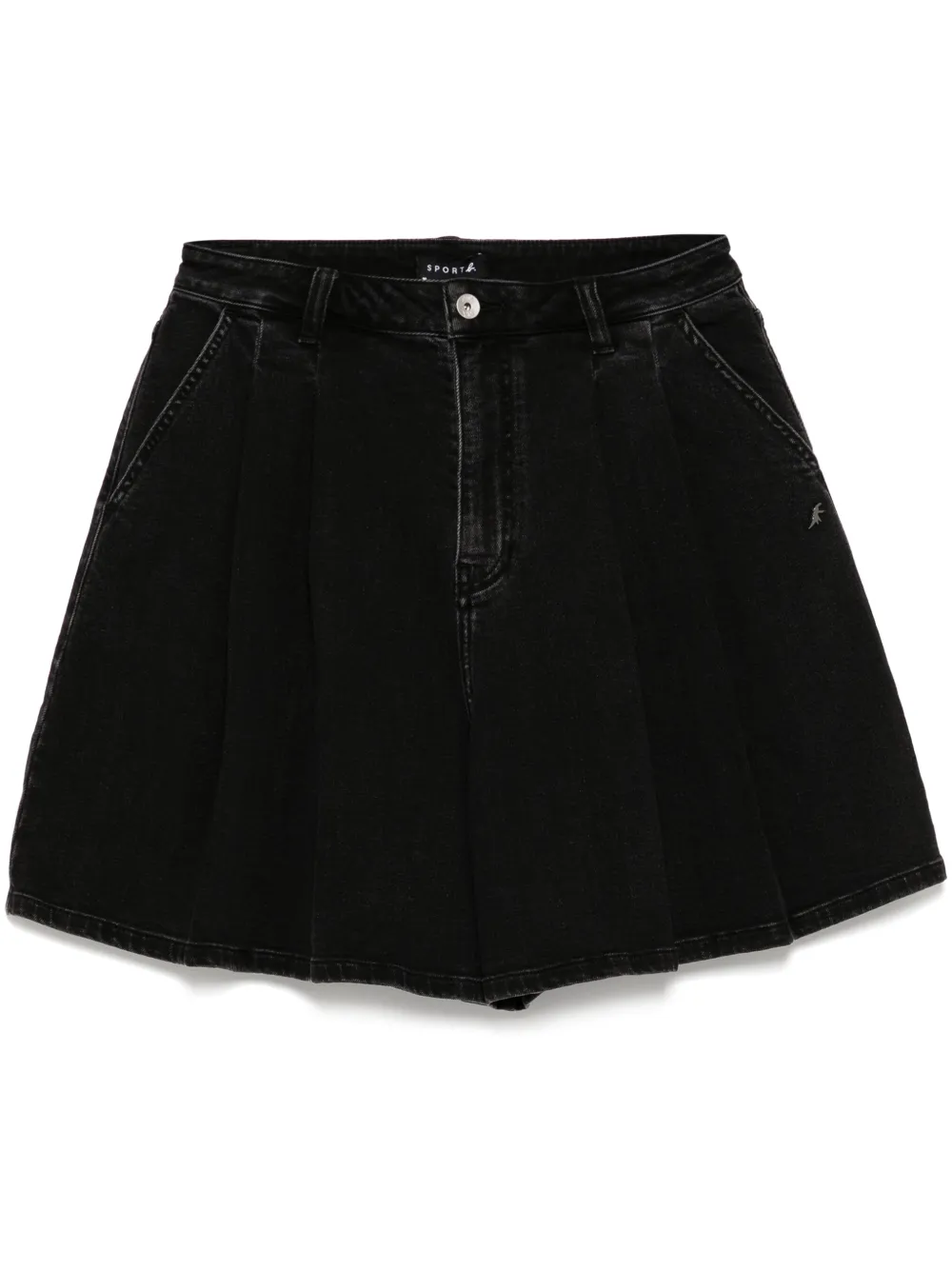 pleated denim shorts