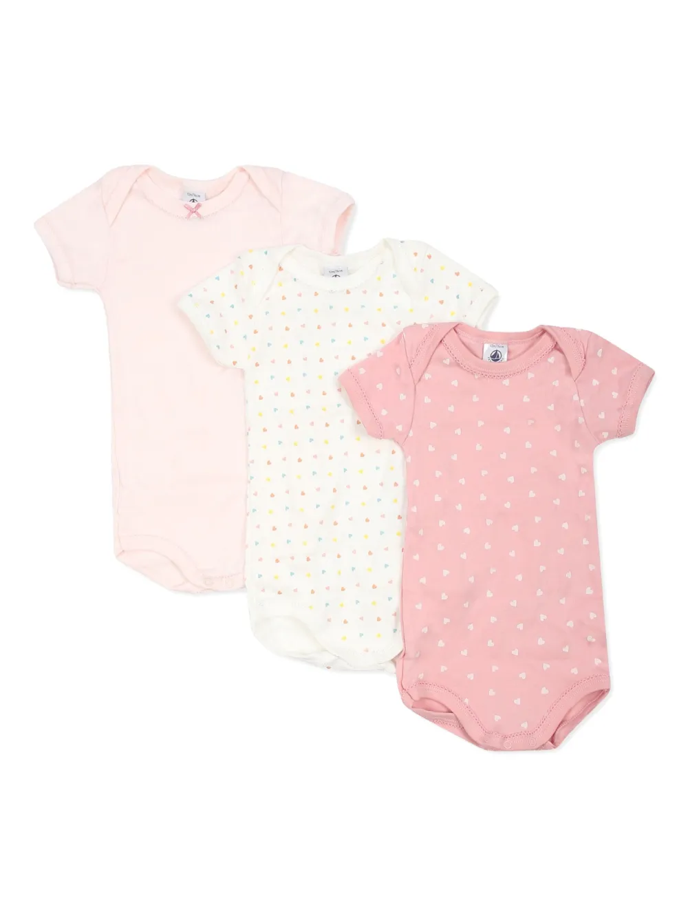 Petit Bateau Drie rompers van biologisch katoen Roze