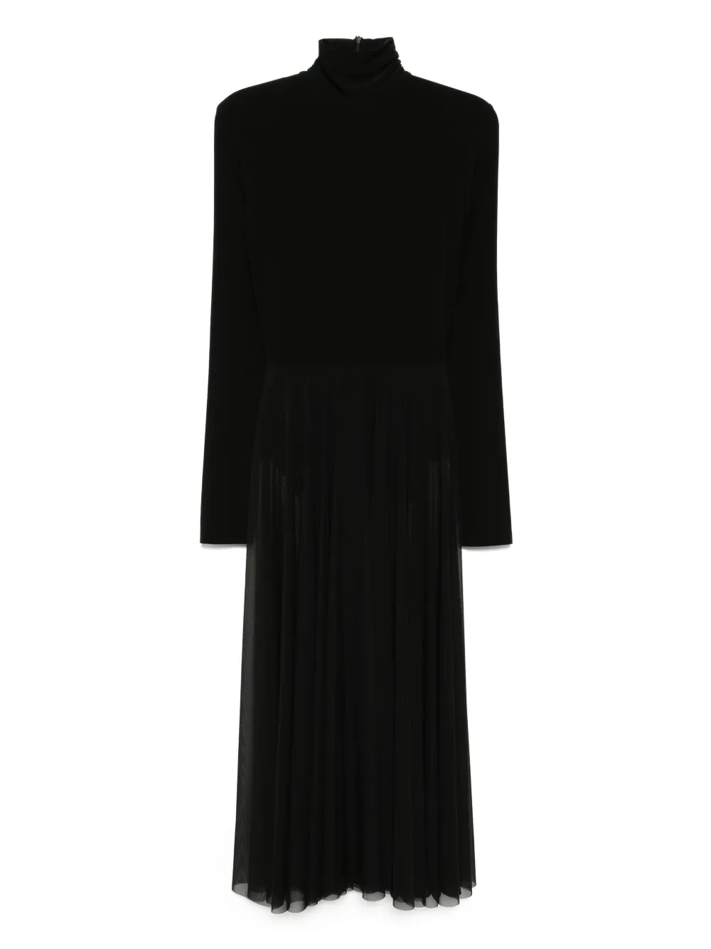 Norma Kamali vestido midi acampanado con cuello de tortuga | negro | Image 1