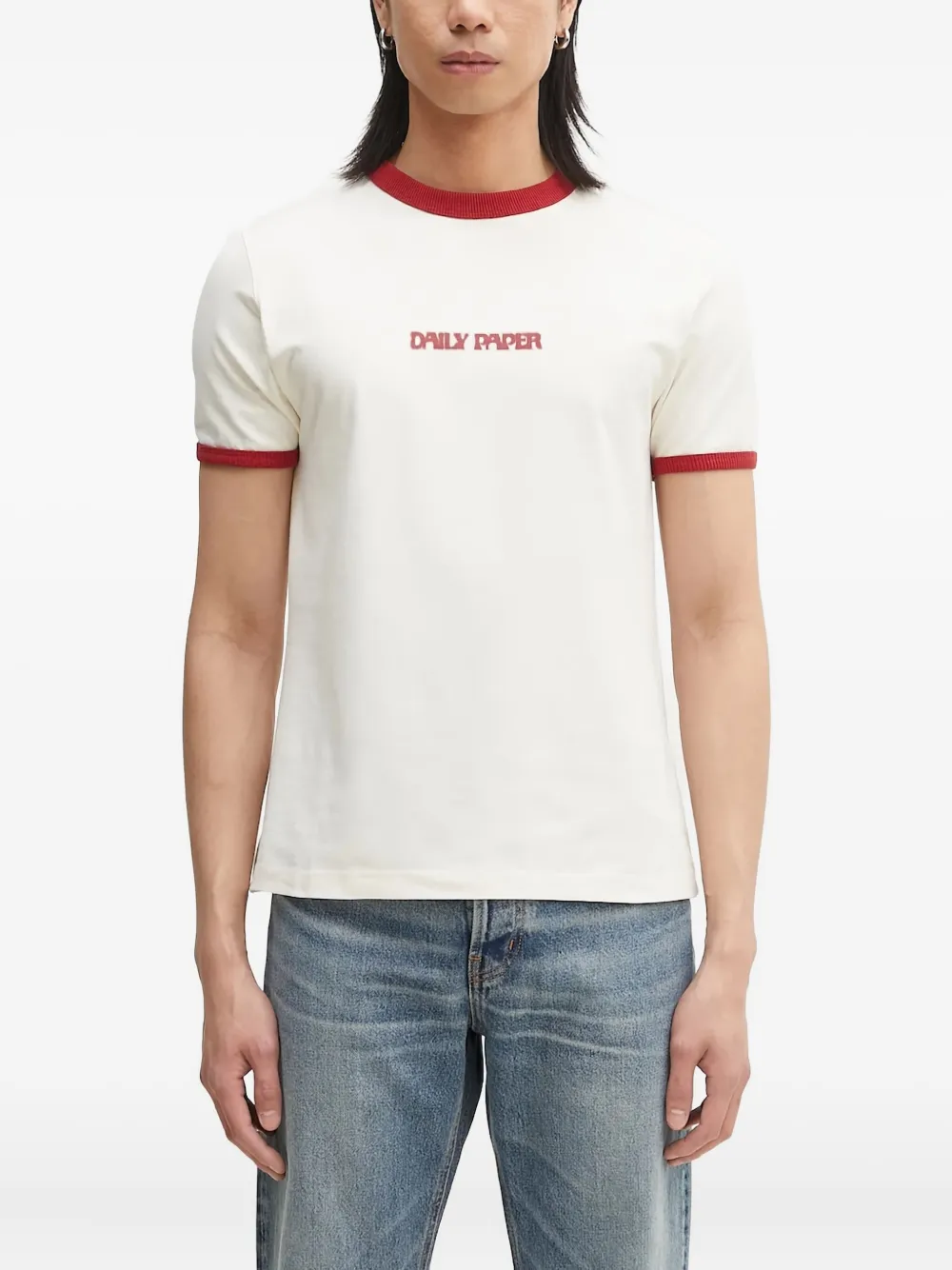 Daily Paper ribbed-trim t-shirt | Neutrals | Image 1