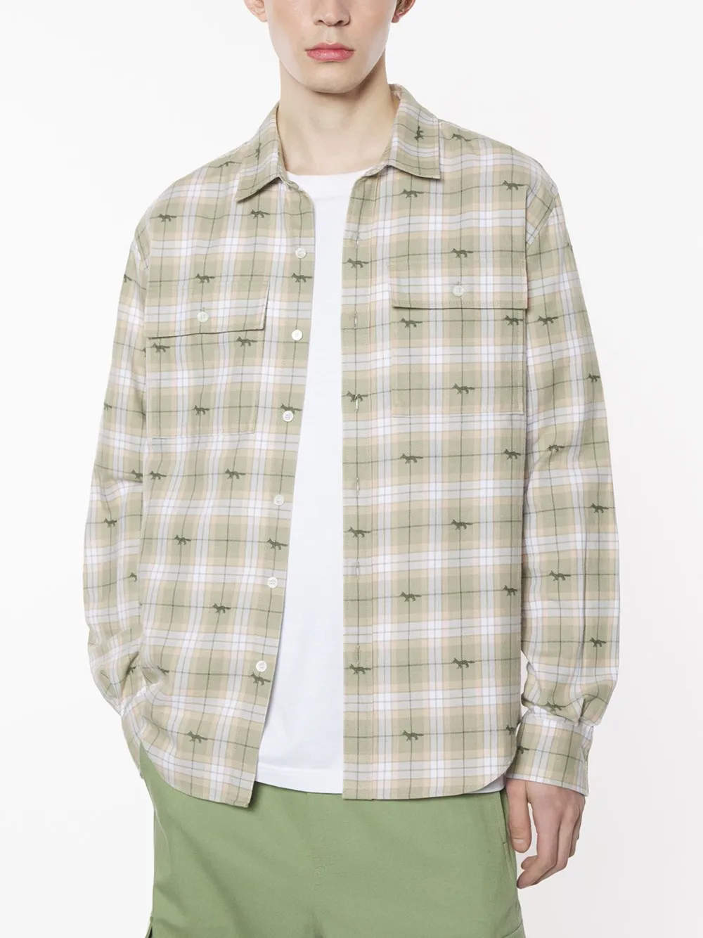 Maison Kitsuné Geruit overhemd Groen