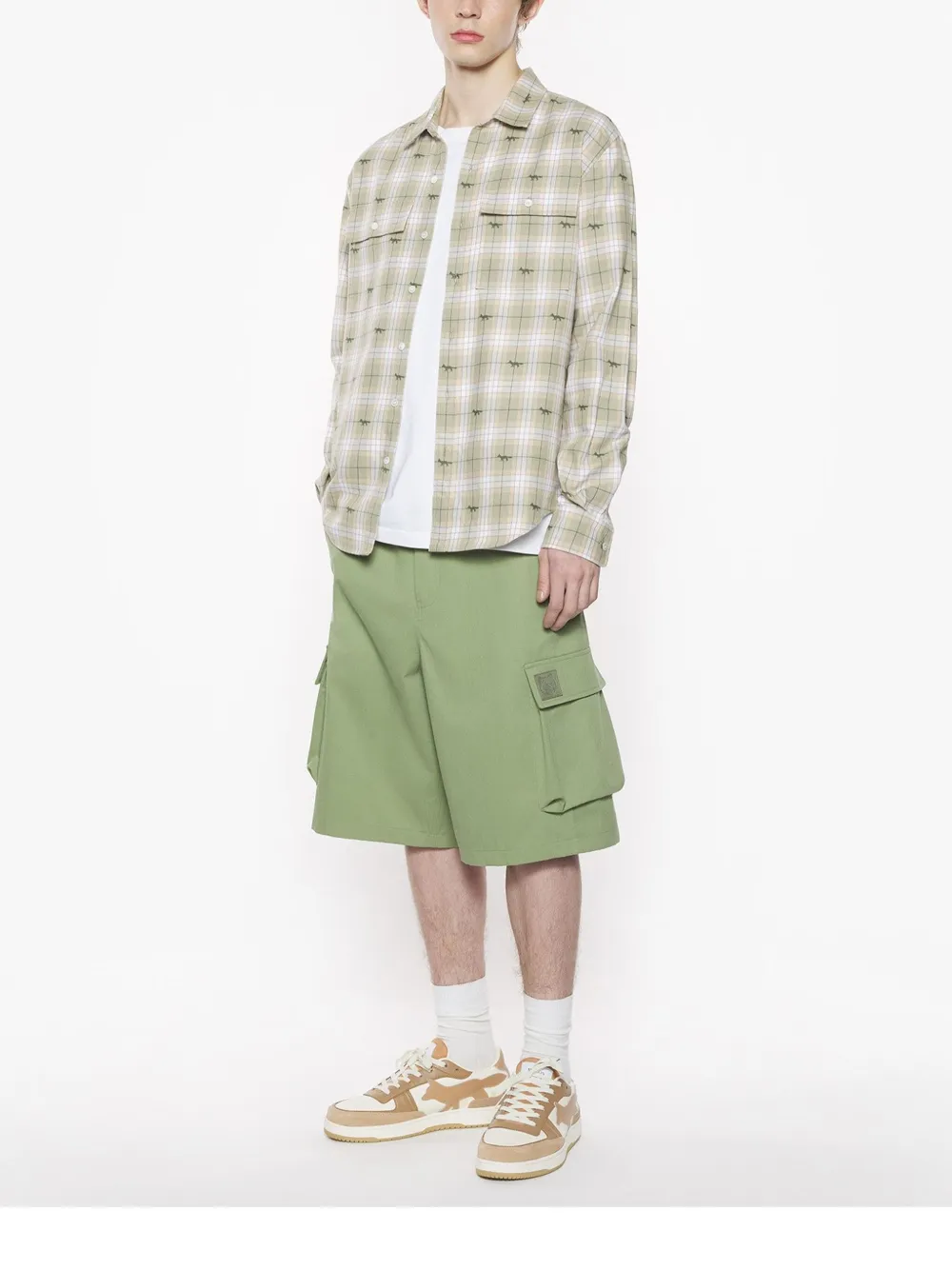 Maison Kitsuné Geruit overhemd Groen