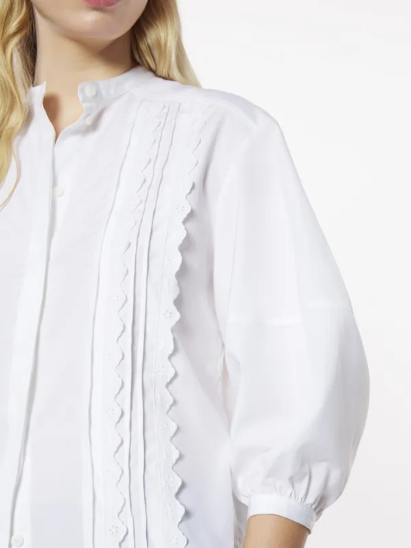 MAISON KITSUNÉ フリル付きホワイトシャツ S