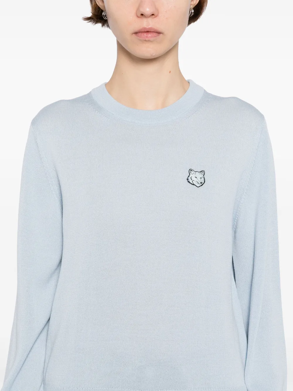 Shop Maison Kitsuné Bold Fox Head Patch Top In Blue