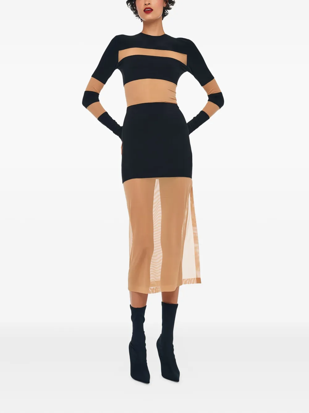Norma Kamali Spliced midi-jurk Zwart