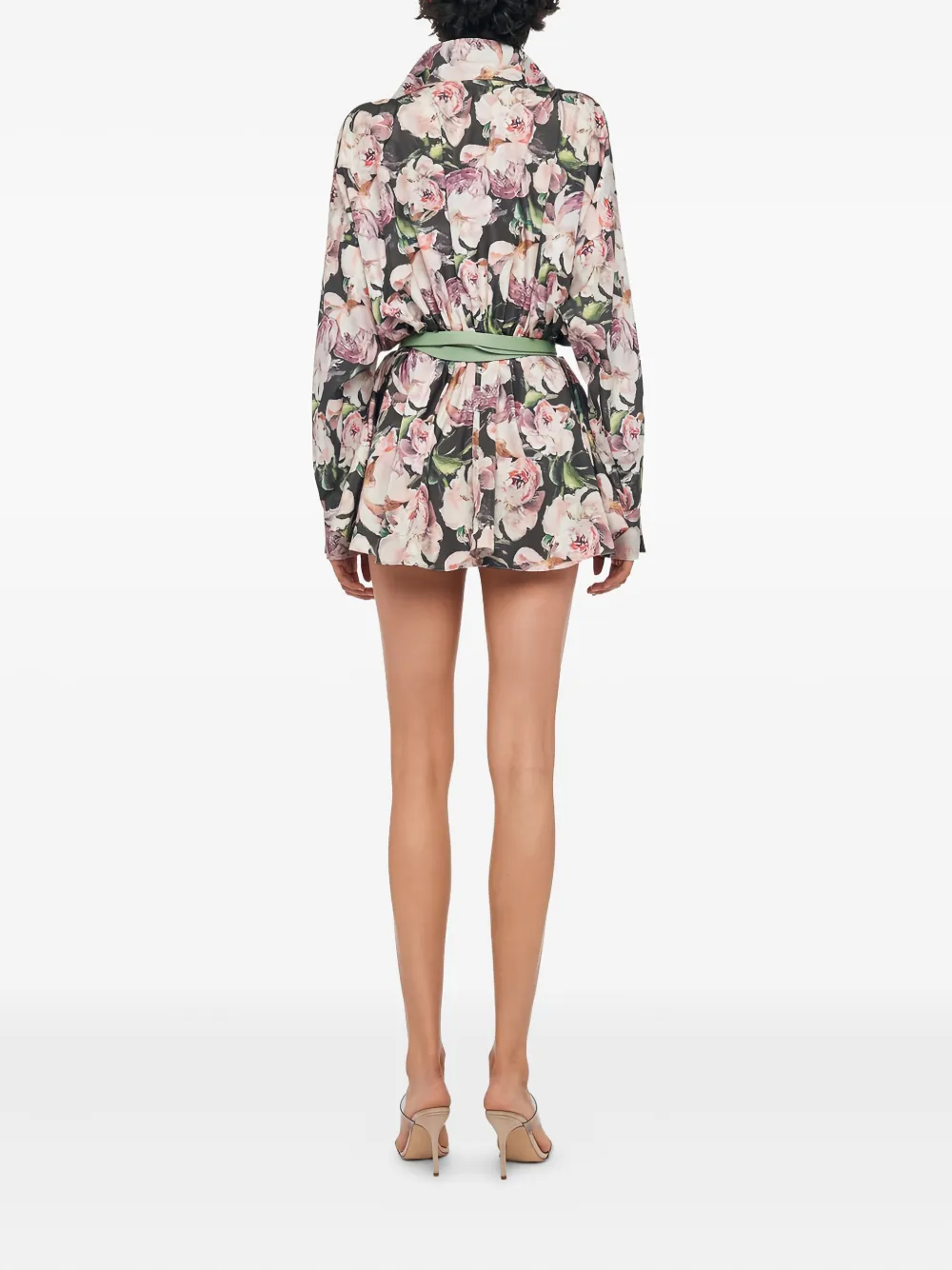 Norma Kamali Mini-jurk met bloemenprint Zwart