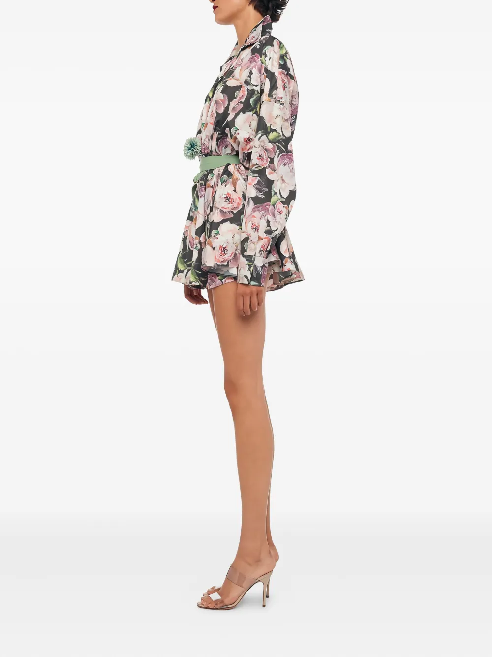 Norma Kamali Mini-jurk met bloemenprint Zwart