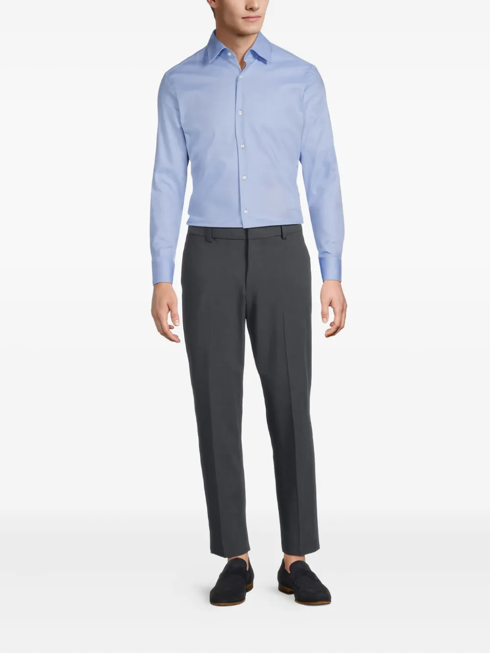 BOSS Overhemd van stretchkatoen - Blauw