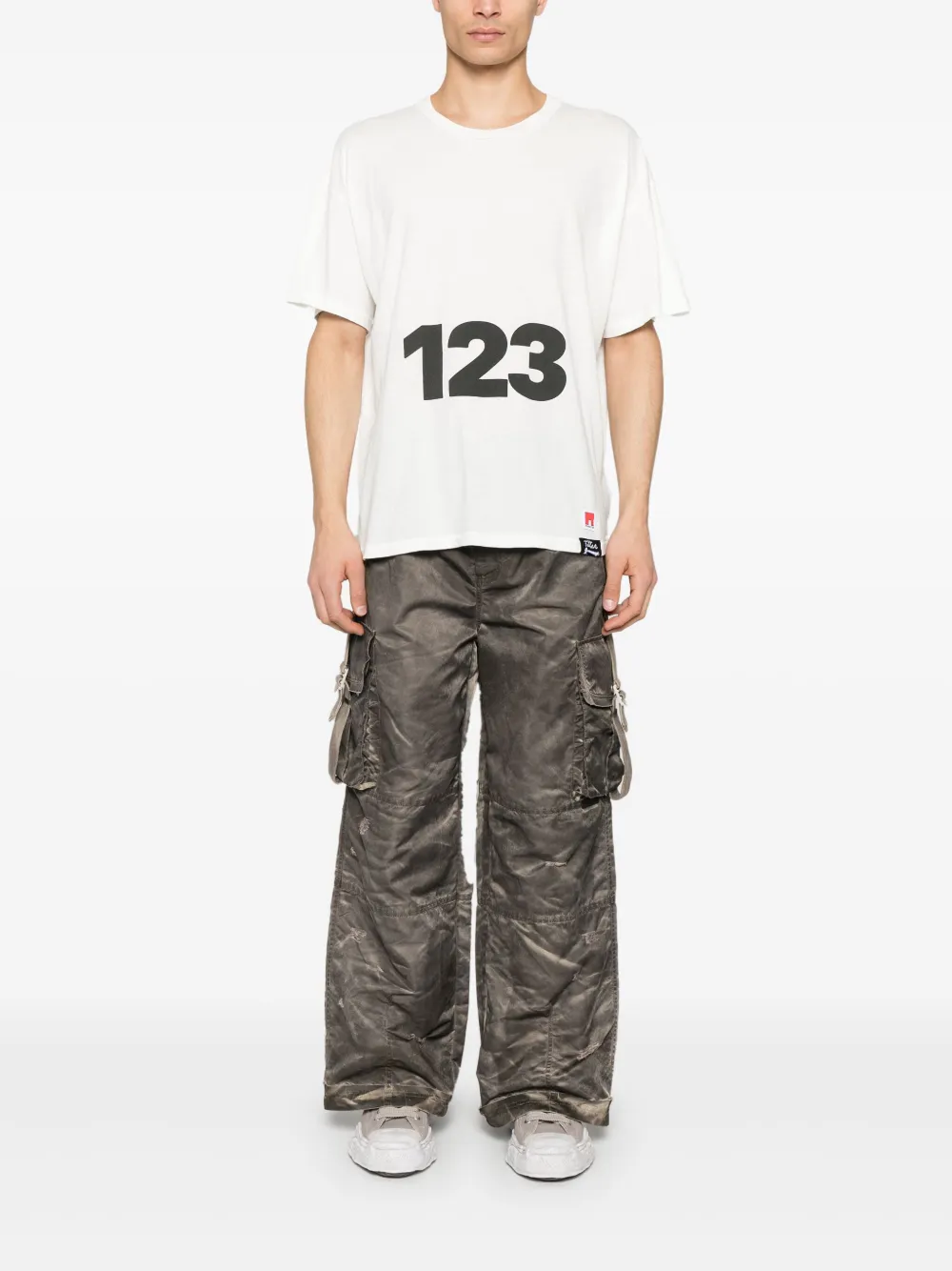 RRR123 T-shirt met logoprint - Wit