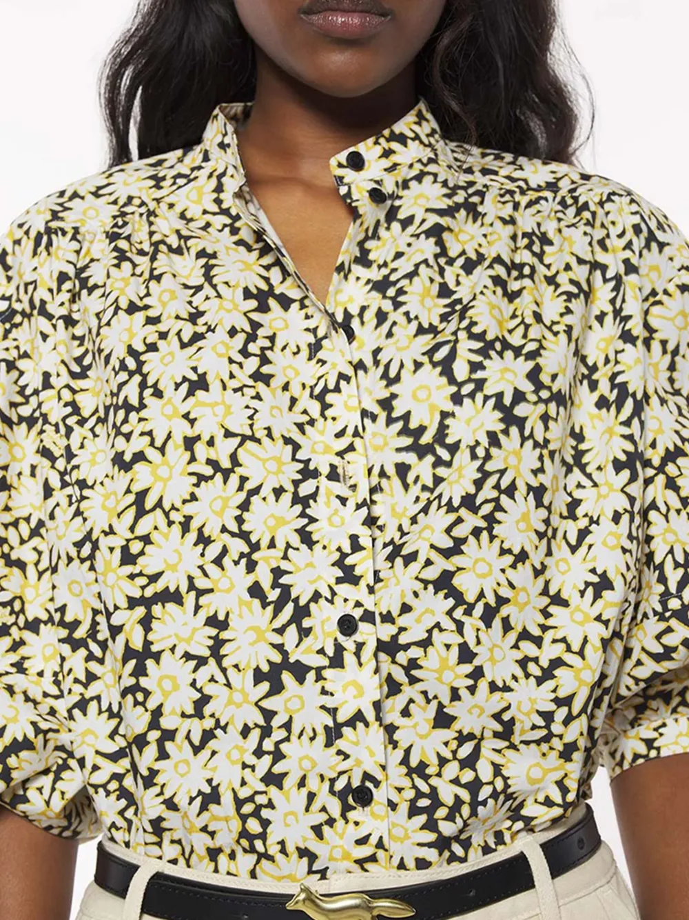 Shop Maison Kitsuné Floral-print Shirt In Black