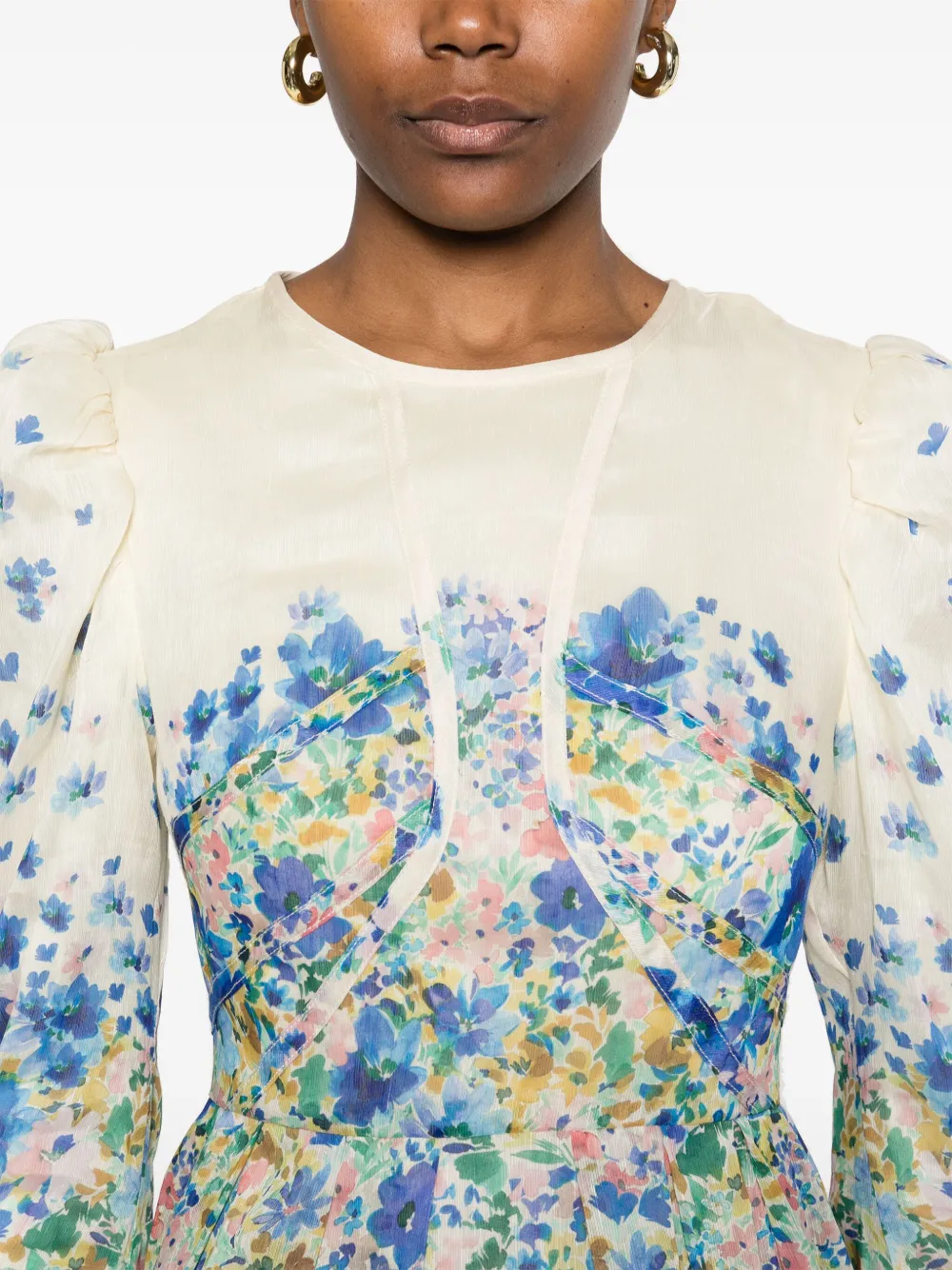Malina Womens Ditsy Leoni Floral-print Silk-blend Mini Dress In 中性色